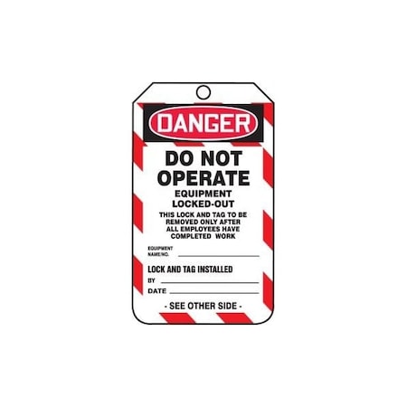 Accuform Safety Tags, DANGER DO NOT OPERATE, 8.5inx 3.875in, RP-Plastic, 25PK MDT245PTP
